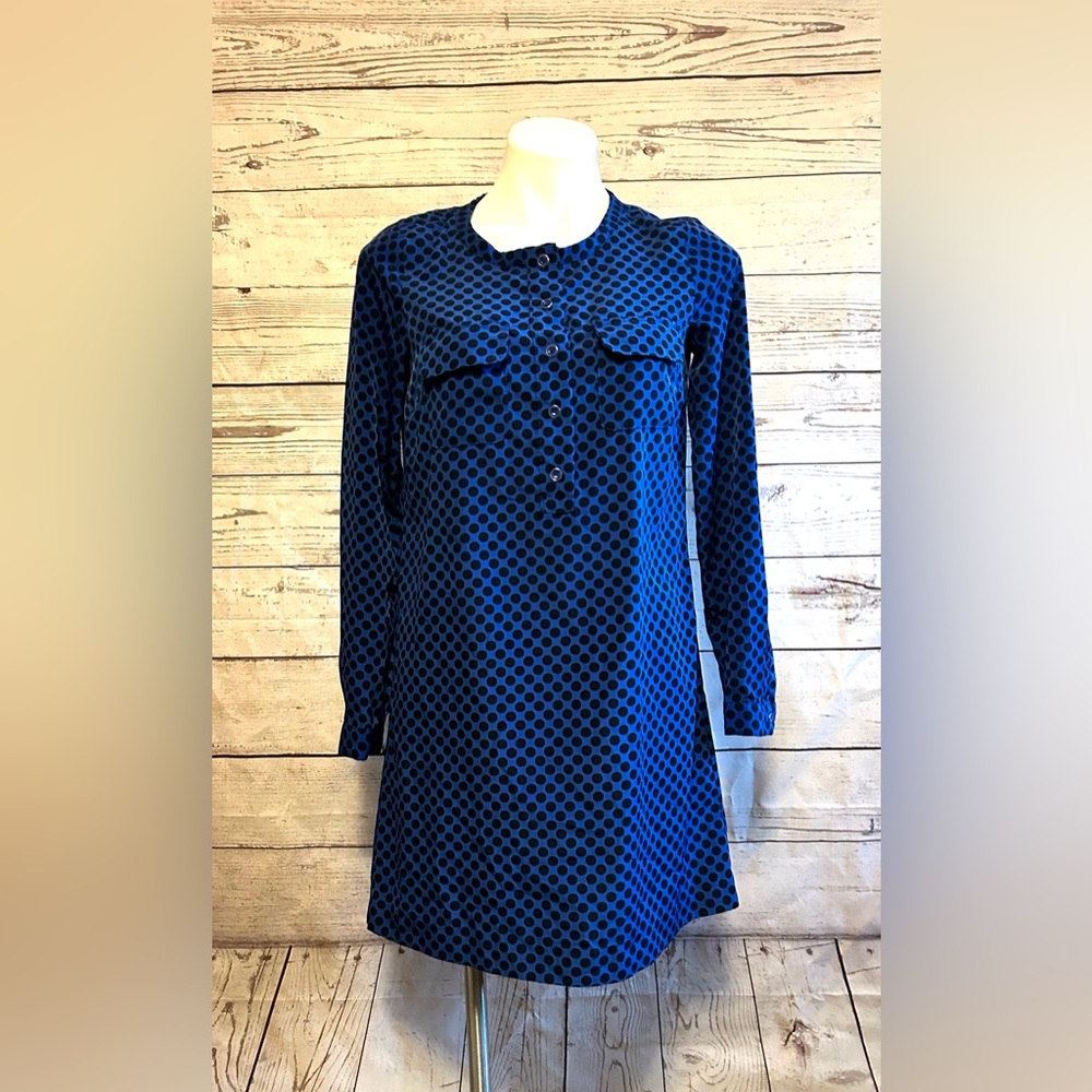 Gap Blue and Black Polka Dot Shirt Dress Size XS